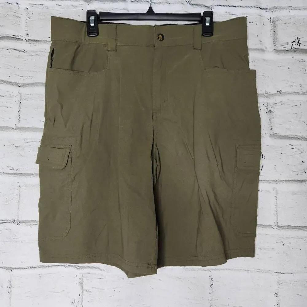 Orvis Green Nylon Blend Outdoor Hiking Mid-Rise Relaxed Cargo Shorts Size 36